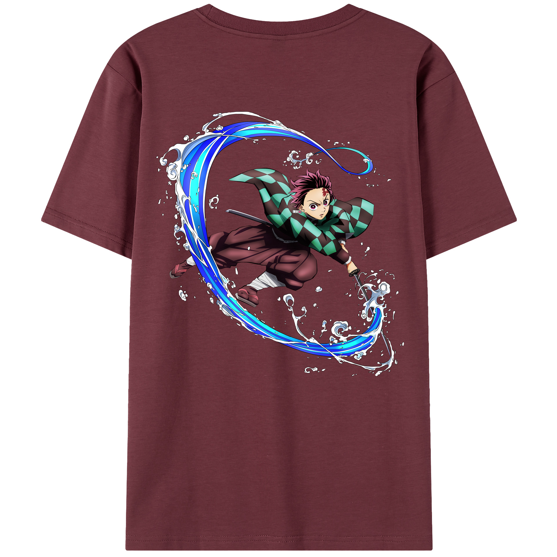 （画像用） 鬼滅の刃 竈門 炭治郎／かまど たんじろう Kamado Tanjirou 綿100％半袖Tシャツ（背面プリント）
